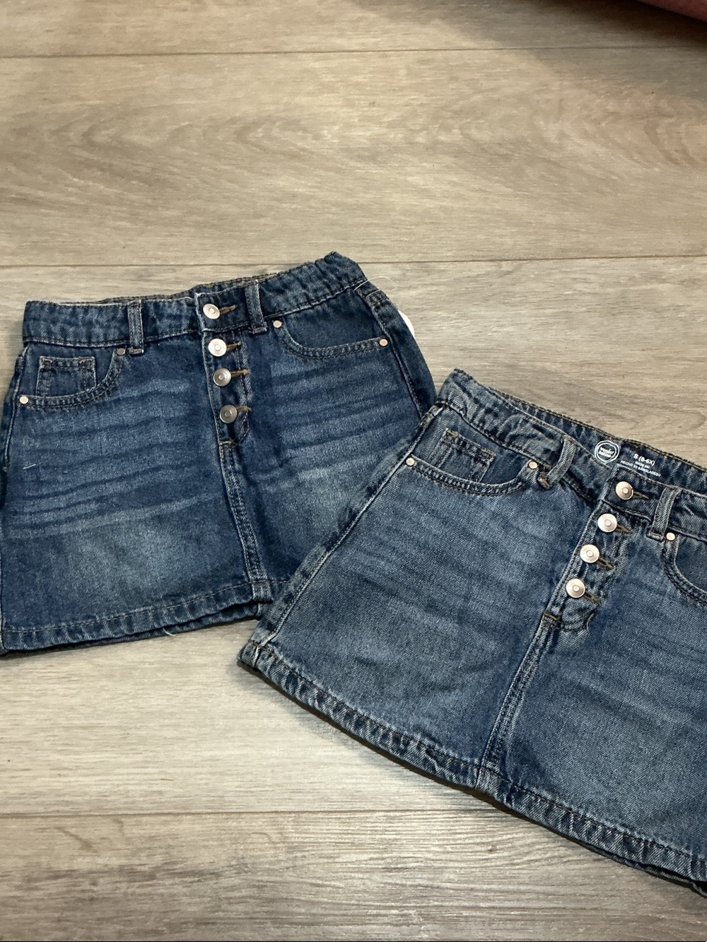 wonder nation Dark Blue Denim Button-Front Girls' Skirt